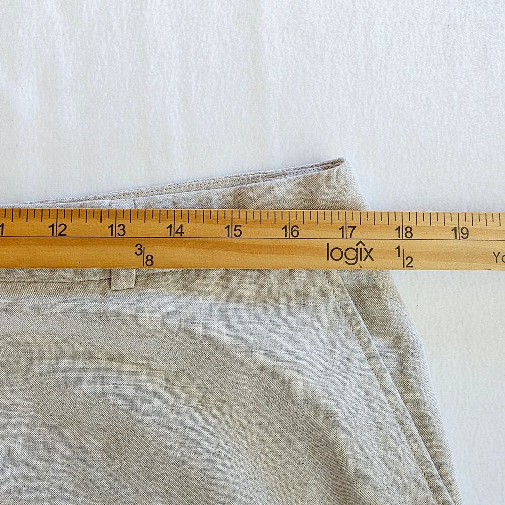 Van Heusen Studio Linen Blend Cropped Pants Capri 12 Beige Wide Leg Coastal Chic - Picture 11 of 15